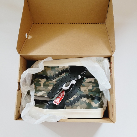 New Vans Unisex SK8 HI Green Camo Sneakers Size M 6.5 W 8 - Picture 8 of 9